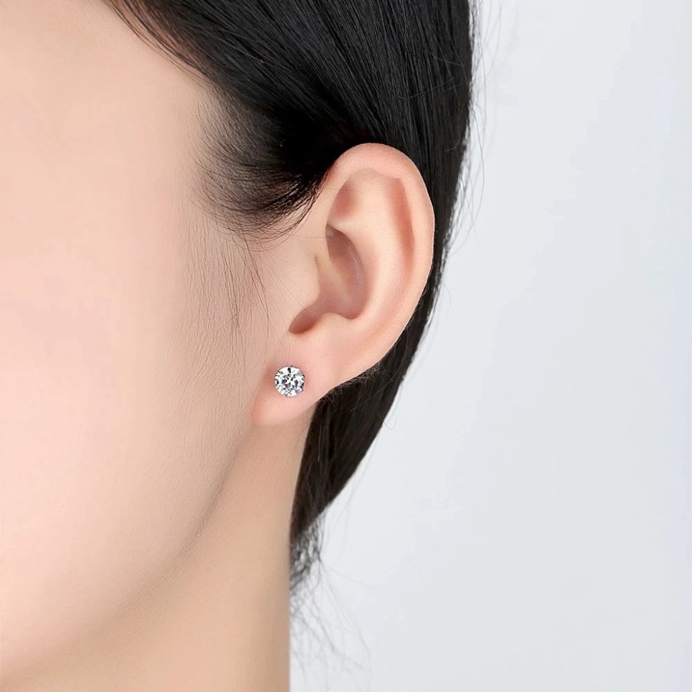 NEW 2.5 ct Round Diamond Silver Stud Earrings - Picture 3 of 3
